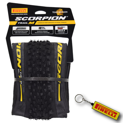 Pirelli Scorpion Trail M Yellow Label 60-622 (29x 2.4) MTB Bicycle Tire  - Designed for Trail Riding with Varying Terrain, 60TPI and ProWall Casing- Trail Bike Tire w/Keychain (2 Pk)