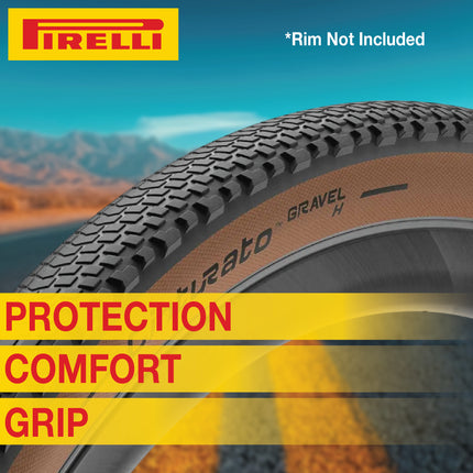 Pirelli Cinturato Gravel H TLR Classic 45-622 (700 x 45c) Road Bicycle Tire - SpeedGrip Compound, Clincher Type, Tubeless Ready Bike Tire with Keychain 700x45c