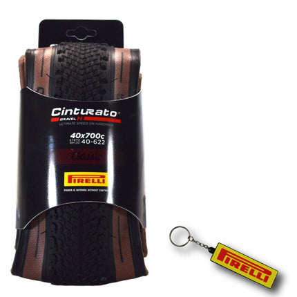 Pirelli Cinturato Gravel H TLR Classic 40-622 (700 x 40c) Road Bicycle Tire - SpeedGrip Compound, Clincher Type, Tubeless Ready Bike Tire with Keychain 700x40c