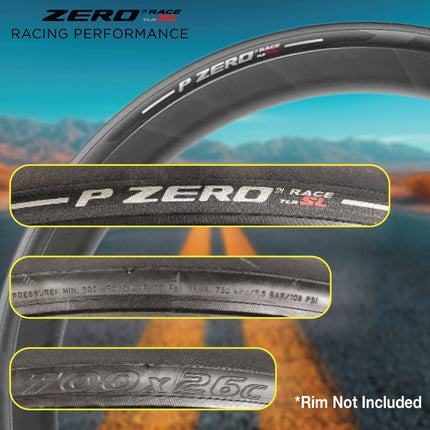 Pirelli P ZERO Race TLR SL 26-622 (700 x 26c) Road Bicycle Tire w/ Keychain