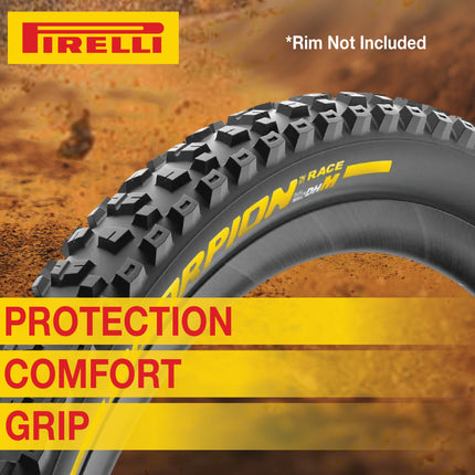 Pirelli Scorpion Race DH M Yellow 63-584 (27.5x 2.5) MTB Bicycle Tire  - Designed for Hardpacked Courses and Mixed Terrain, 60TPI and ProWall Casing- Mountain Bike Tire w/Keychain