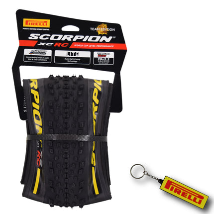 Pirelli Scorpion XC RC LITE Yellow Label 55-622 (29x 2.2) MTB Bicycle Tire  - Designed for Demanding Natural, Hardpacked, & Loose Courses, 120TPI and LITE MTB Casing- Mountain Bike Tire w/Keychain