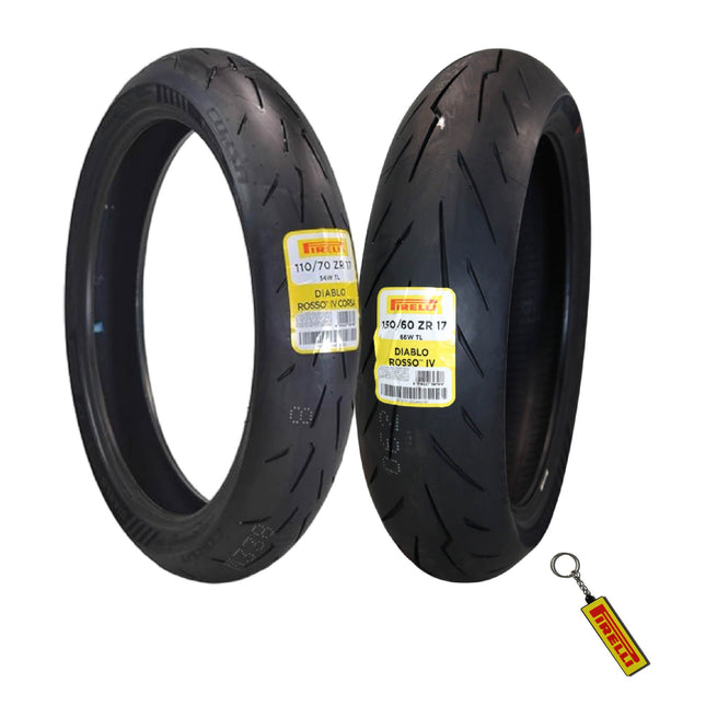 PIRELLI DIABLO ROSSO IV FRONT 110/70ZR17 (54W) TL & REAR 150/60ZR17 (66W) TL RADIAL TIRES With Pirelli Keychain