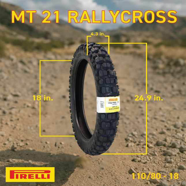Pirelli MT 21 Rallycross 110/80-18 Rear Motorcycle Tire - DOT Approved, Dual-Sport/Enduro, Aggressive Tread for Off-Road & Rally, High-Performance Grip, Fits Adventure & Dirt Bikes with Keychain