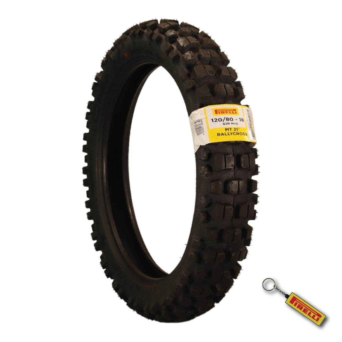 Pirelli MT 21 Rallycross 120/80-18 Rear Motorcycle Tire - DOT Approved, Dual-Sport/Enduro, Aggressive Tread for Off-Road & Rally, High-Performance Grip, Fits Adventure & Dirt Bikes with Keychain