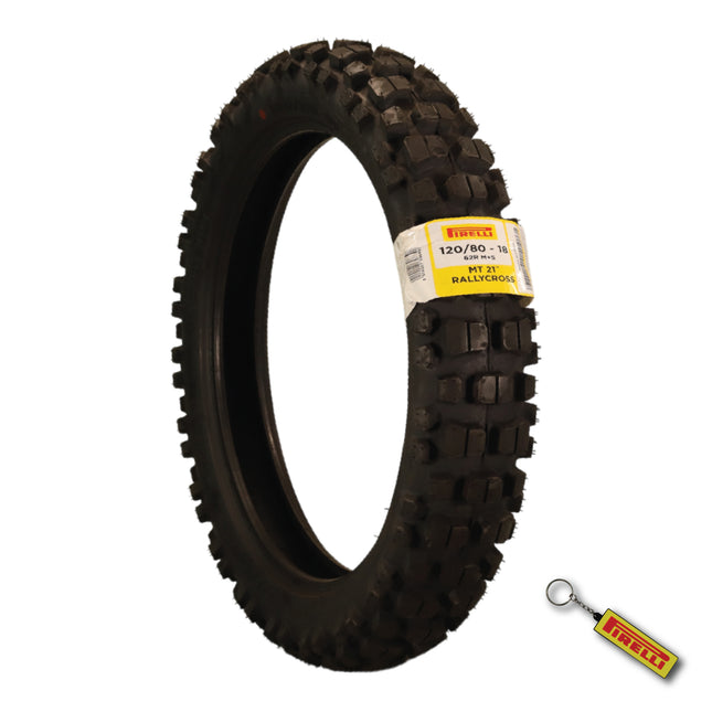 Pirelli MT 21 Rallycross 120/80-18 Rear Motorcycle Tire - DOT Approved, Dual-Sport/Enduro, Aggressive Tread for Off-Road & Rally, High-Performance Grip, Fits Adventure & Dirt Bikes with Keychain