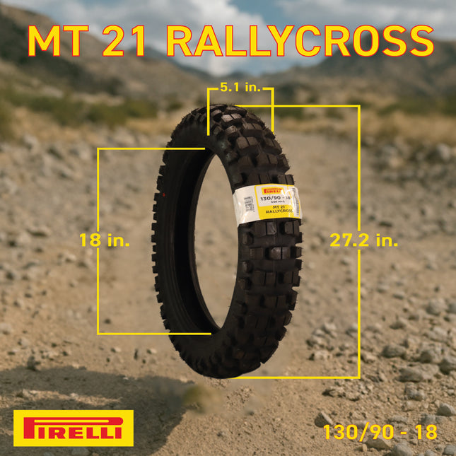 Pirelli MT 21 Rallycross 90/90-21 Front & 130/90-18 Rear Motorcycle Tires - Dual-Sport/Enduro, Aggressive Tread for Off-Road & Rally, High-Performance Grip, Fits Adventure & Dirt Bikes with Keychain