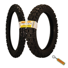 Pirelli MT 21 Rallycross 90/90-21 Front & 120/80-18 Rear Motorcycle Tires - Dual-Sport/Enduro, Aggressive Tread for Off-Road & Rally, High-Performance Grip, Fits Adventure & Dirt Bikes with Keychain