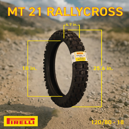 Pirelli MT 21 Rallycross 90/90-21 Front & 120/80-18 Rear Motorcycle Tires - Dual-Sport/Enduro, Aggressive Tread for Off-Road & Rally, High-Performance Grip, Fits Adventure & Dirt Bikes with Keychain