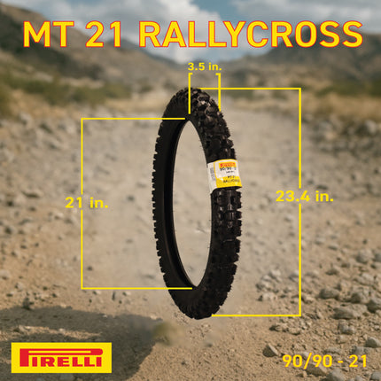 Pirelli MT 21 Rallycross 90/90-21 Front & 120/90-18 Rear Motorcycle Tires - Dual-Sport/Enduro, Aggressive Tread for Off-Road & Rally, High-Performance Grip, Fits Adventure & Dirt Bikes with Keychain