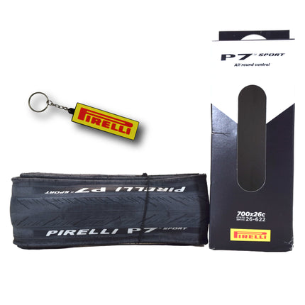 Pirelli P7 Sport 26-622 (700x26c) Road Bike Tire -  All-Round Performance - Durable Everyday Tire - 60tpi TechBELT Casing & PRO Compound for Control, Comfort & Handling w/ Keychain