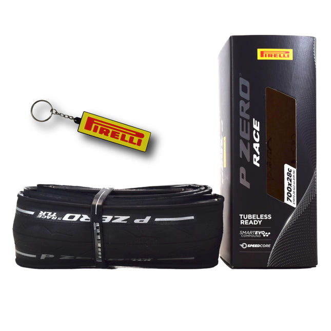 Pirelli P ZERO Race TLR 28-622 (700x28c) Road Bike Tires - Tubeless Ready, Lightweight, High-Performance Bicycle Tire for Road Racing & Training – SmartEVO Compound w/Keychain