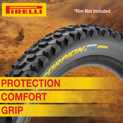 Pirelli Scorpion Enduro S Yellow Label 65-622 (29x 2.6) MTB Bicycle Tire  - Designed for Daily Riding and Local Trails, 60TPI and Hard Wall Casing- Mountain Bike Tire w/Keychain