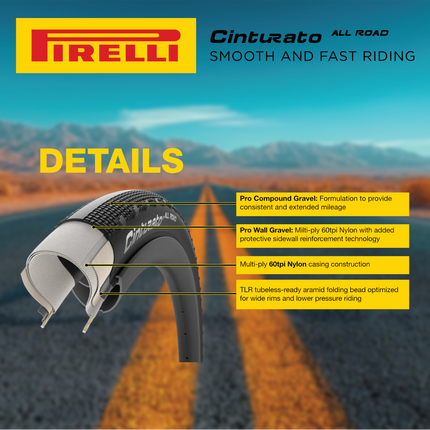Pirelli Cinturato All Road 700x35c (35-622) Black Bicycle Tire Bundle with Keychain | Tubeless Ready ProWall Casing Premium Gravel, Adventure, Hardpack, and Commuter Bike Single Front or Rear