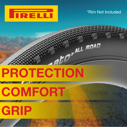 Pirelli Cinturato All Road 700x35c (35-622) Black Bicycle Tire Bundle with Keychain | Tubeless Ready ProWall Casing Premium Gravel, Adventure, Hardpack, and Commuter Bike Single Front or Rear