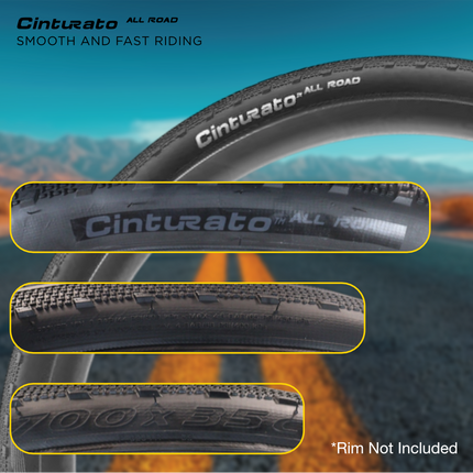 Pirelli Cinturato All Road 700x35c (35-622) Black Bicycle Tire (2-Pack) Bundle with Keychain | Tubeless Ready ProWall Casing Premium Gravel, Adventure, Hardpack, and Commuter Full Wheel Set