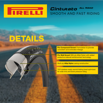 Pirelli Cinturato All Road 700x40c (40-622) Black Bicycle Tire Bundle with Keychain | Tubeless Ready ProWall Casing Premium Gravel, Adventure, Hardpack, and Commuter Bike Single Front or Rear