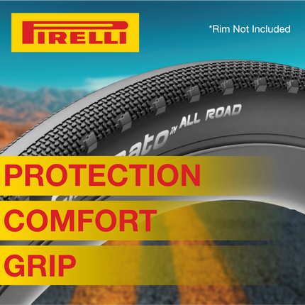Pirelli Cinturato All Road 700x40c (40-622) Black Bicycle Tire Bundle with Keychain | Tubeless Ready ProWall Casing Premium Gravel, Adventure, Hardpack, and Commuter Bike Single Front or Rear