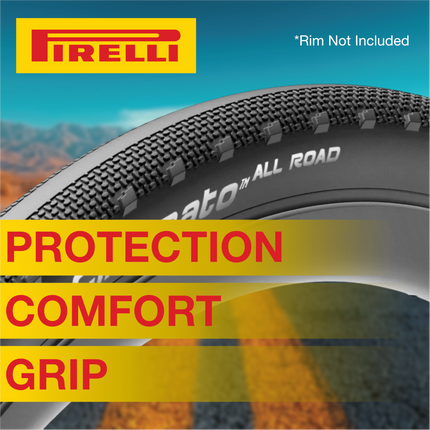 Pirelli Cinturato All Road 700x45c (45-622) Black Bicycle Tire Bundle with Keychain | Tubeless Ready ProWall Casing Premium Gravel, Adventure, Hardpack, and Commuter Bike Single Front or Rear