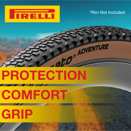 Pirelli Cinturato Adventure Classic Gravel Bike Tire 40-622 (700x40c) Tubeless Ready, Tan-Wall Bicycle Clincher with Premium Metal Bicycle Chain Keychain Bundle, 1-Piece Black/Brown