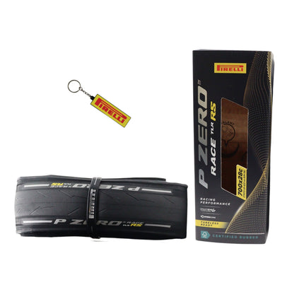 Pirelli P Zero Race RS TLR 28-622 Black Bicycle Tire 700x28 High Performance Road Tire - Tubeless Ready Fast Rolling Durable Folding Tire for Racing and Training with Keychain