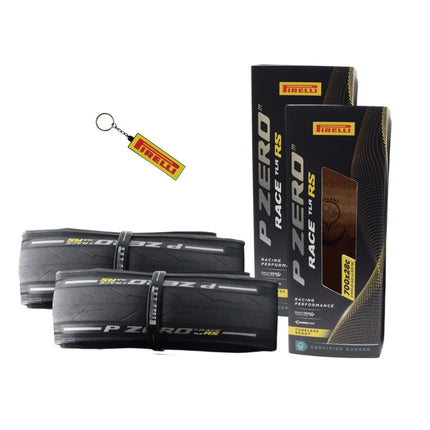 Pirelli P Zero Race RS TLR 28-622 Black Bicycle Tire 700x28 (2 Pack) High Performance Road Tire - Tubeless Ready Fast Rolling Durable Folding Tire for Racing and Training with Keychain