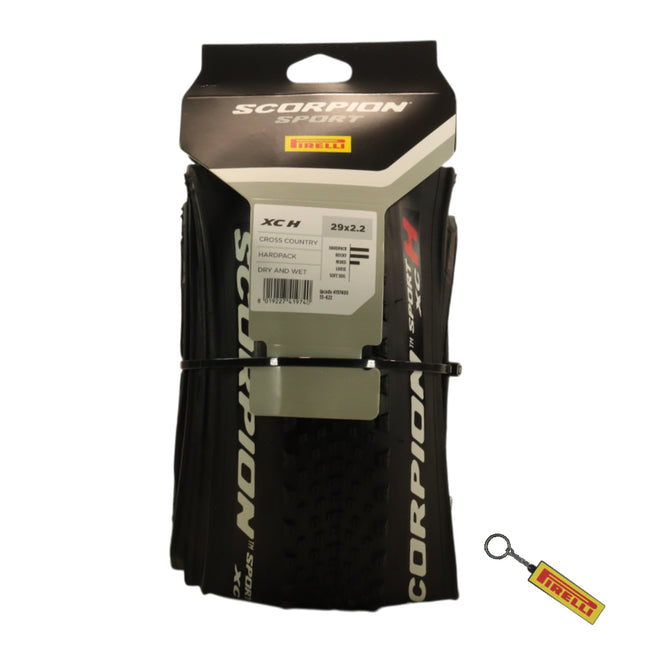 Pirelli Scorpion Sport XC H 29 x 2.2 Black Folding Tire for Mountain Bikes- Consistent Performance, Lightweight and Durable, Ideal for Cross-Country and Trail Riding with Pirelli Keychain