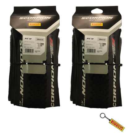 Pirelli Scorpion Sport XC H 29 x 2.2 Black Folding Tire for Mountain Bikes- Consistent Performance, Lightweight and Durable, Ideal for Cross-Country and Trail Riding with Pirelli Keychain (2 Pack) "