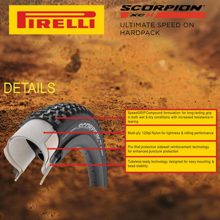 Pirelli Scorpion Sport XC H 29 x 2.2 Black Folding Tire for Mountain Bikes- Consistent Performance, Lightweight and Durable, Ideal for Cross-Country and Trail Riding with Pirelli Keychain (2 Pack) "