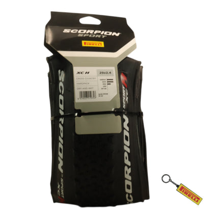 "Pirelli Scorpion Sport XC H 29x2.4 Black Folding Tire for Mountain Bikes - Consistent Performance, Lightweight and Durable, Ideal for Cross-Country and Trail Riding with Pirelli Scorpion Keychain "