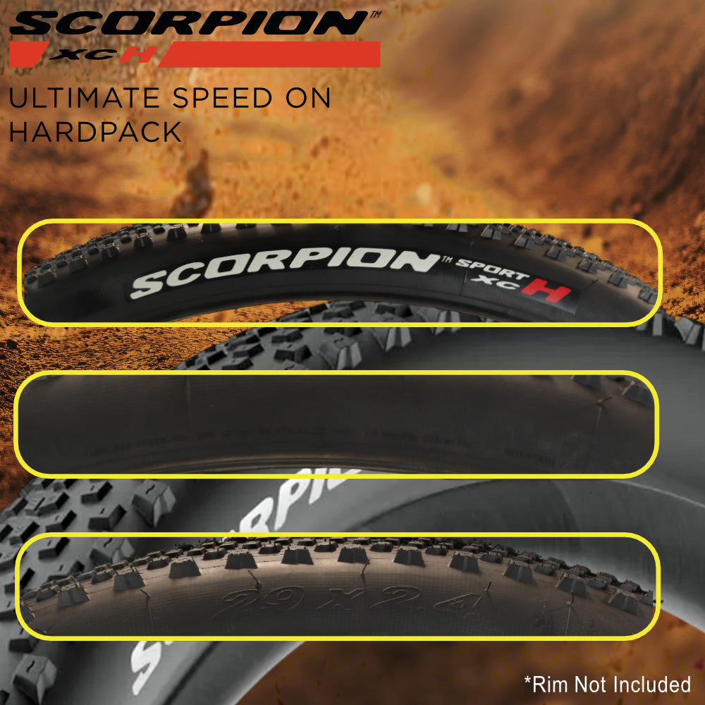 "Pirelli Scorpion Sport XC H 29 x 2.4 Black Folding Tire for Mountain Bikes - Consistent Performance, Lightweight and Durable, Ideal for Cross-Country and Trail Riding with Pirelli Scorpion Keychain "