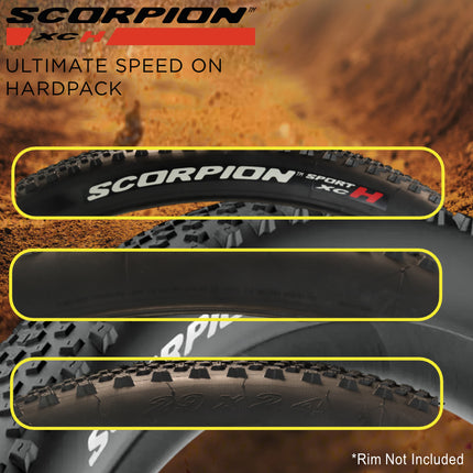 "Pirelli Scorpion Sport XC H 29x2.4 Black Folding Tire for Mountain Bikes - Consistent Performance, Lightweight and Durable, Ideal for Cross-Country and Trail Riding with Pirelli Scorpion Keychain "