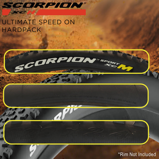 Pirelli Scorpion Sport XC M 29 x 2.2 &  XC M 29 x 2.4 Black Folding Tire for Mountain Bikes - Mixed Terrain Performance, Lightweight and Durable for varied terrain with Pirelli Scorpion Keychain.