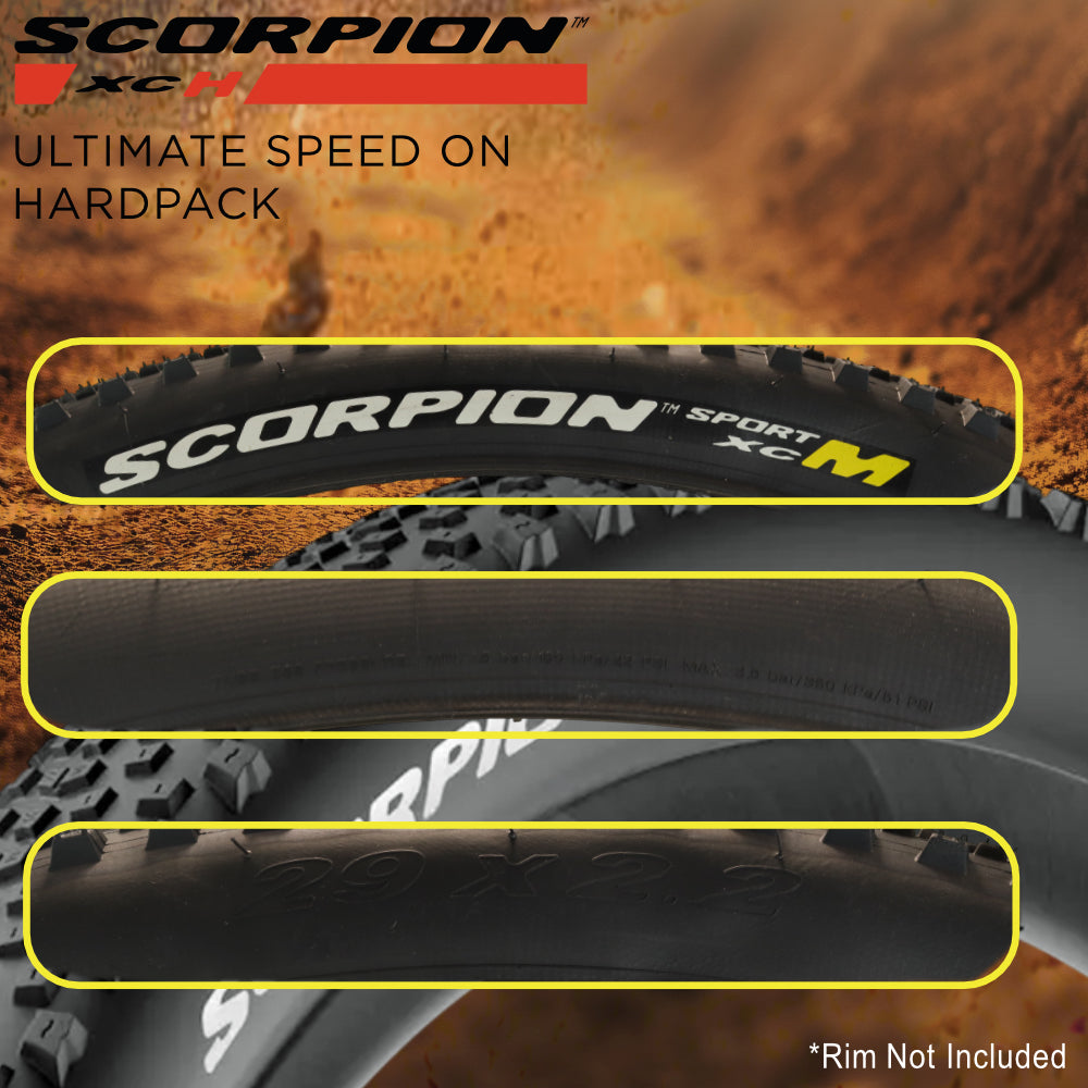 Pirelli Scorpion Sport XC M 29 x 2.2 Black Folding Tire for Mountain Bikes - Mixed Terrain Performance, Lightweight and Durable for varied terrain. Includes Pirelli Scorpion Keychain.