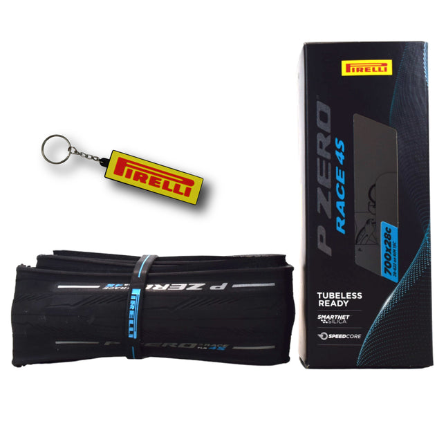 Pirelli P ZERO Race TLR 4S 28-622 (700x28c) Road Bike Tire - Tubeless Ready, All-Season Performance, High Grip & Durability, Fast Rolling Bicycle Tire- SmartNet Silica Compound, w/Keychain