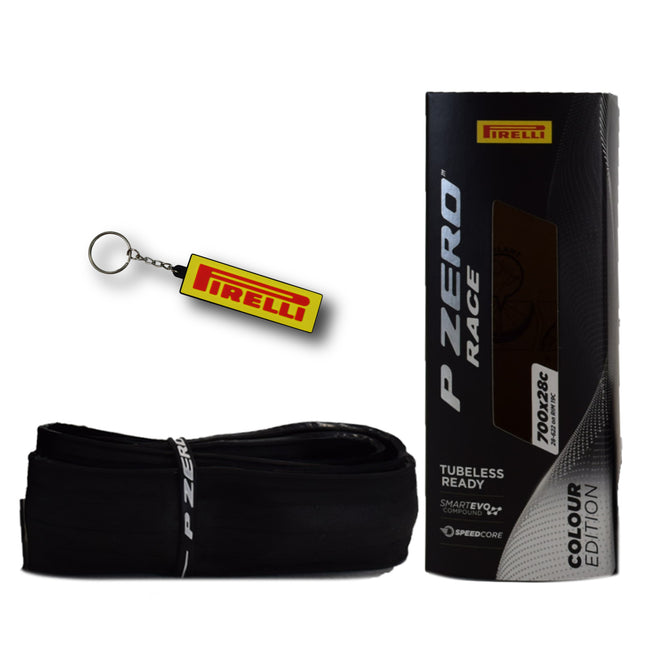 Pirelli P ZERO Race 28-622 (700x28c) Clincher Road Bike Tire - Color Edition White, Tubeless Ready, High Performance, Superior Grip, Stylish Design for Road Bicycles - w/Keychain