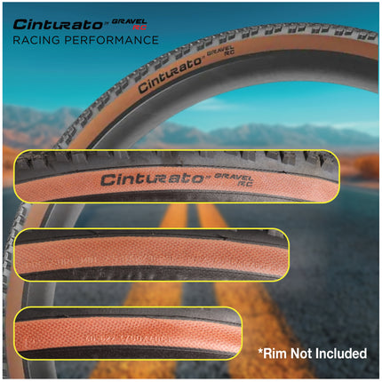 Pirelli Cinturato Gravel RC Classic 40-622 (700 x 40c) Race Bicycle Tire - SpeedGrip Compound, Clincher Type, Tubeless Ready Bike Tire with Keychain 700x40c