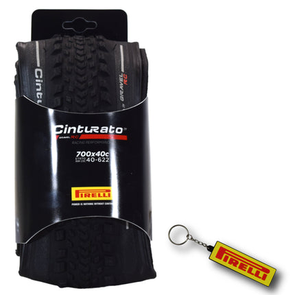 Pirelli Cinturato Gravel RC 40-622 (700 x 40c) Race Bicycle Tire - SpeedGrip Compound, Clincher Type, Tubeless Ready Bike Tire with Keychain 700x40c
