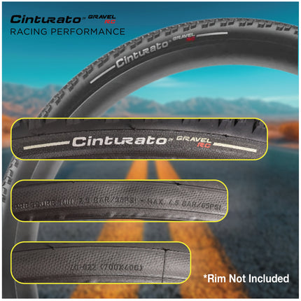 Pirelli Cinturato Gravel RC 40-622 (700 x 40c) Race Bicycle Tire - SpeedGrip Compound, Clincher Type, Tubeless Ready Bike Tire with Keychain 700x40c
