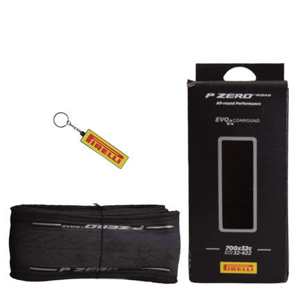 Pirelli P ZERO Road Bike Tire 32-622 (700x32c) - Tube Type Bicycle Tire, Durable All-Round Performance, High Grip, Clincher Tire for Road Cycling - EVO Compound, TechBELT Construction w/Keychain