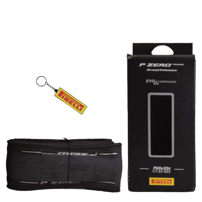 Pirelli P ZERO Road Bike Tire 32-622 (700x32c) - Tube Type Bicycle Tire, Durable All-Round Performance, High Grip, Clincher Tire for Road Cycling - EVO Compound, TechBELT Construction w/Keychain