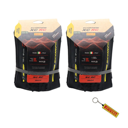 Pirelli Scorpion Race XC RC ProWALL Team Edition 29 x 2.4 Yellow Label Mountain Bike Tire (2 Pack) High Performance XC Tire - Fast Rolling Durable Folding MTB Tire for Racing and Trails with Keychain