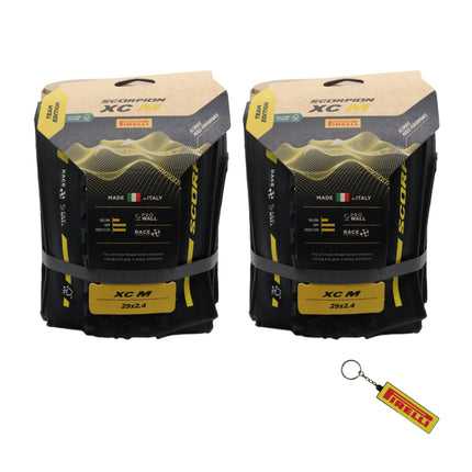 Pirelli Scorpion Race XC M ProWALL Team Edition 29 x 2.4 Yellow Label Mountain Bike Tire High Performance XC Tire -2pk Fast Rolling Durable Folding MTB Tire for Racing and Trail Riding with Keychain
