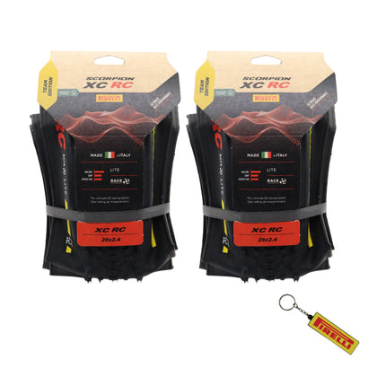 Scorpion Race XC RC LITE Team Edition 29 x 2.4 Yellow Label Mountain Bike Tire (2pk)- Lightweight XC Race Tire with Race Compound, LITE Casing, Fast Rolling Tubeless Ready Folding Bead with Keychain