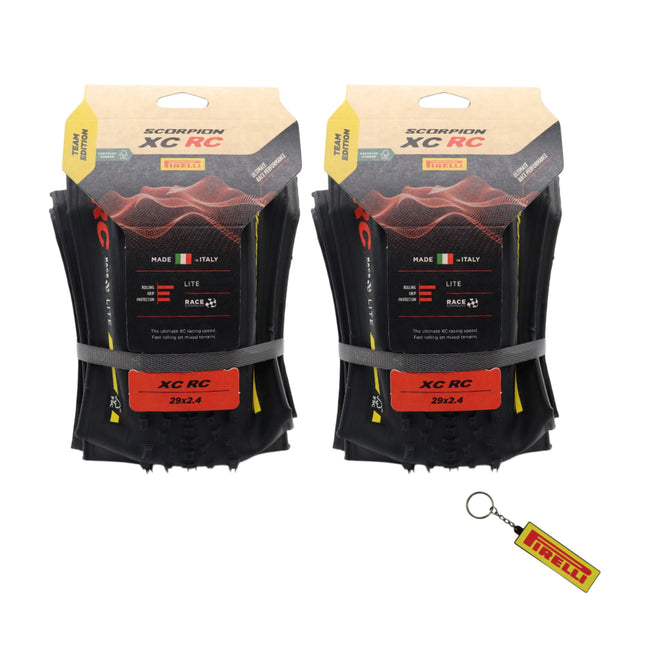 Scorpion Race XC RC LITE Team Edition 29 x 2.4 Yellow Label Mountain Bike Tire (2pk)- Lightweight XC Race Tire with Race Compound, LITE Casing, Fast Rolling Tubeless Ready Folding Bead with Keychain