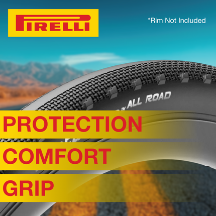 Pirelli Cinturato All Road 50-622 (700x50c) Black Gravel Bike Tire 2Pack with Pirelli Keychain - Tubeless Ready, ProWall Gravel Casing, ProCompound Gravel - Versatile All-Road Protection