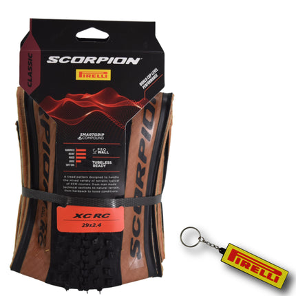 Pirelli Scorpion XC RC Classic Tan Label 60-622 (29x 2.4) MTB Bicycle Tire  - Designed for Demanding Natural, Hardpacked, & Loose Courses, 120TPI and ProWall Casing- Mountain Bike Tire