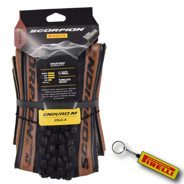 Pirelli Scorpion Enduro M Classic (29 x 2.4) Mountain Bicycle Tire Tubeless Ready, HardWALL 60 TPI High-Performance All-Terrain Tire for Enduro Trail & Aggressive XC Riding Mountain Bike w/Keychain