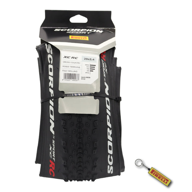 Pirelli Scorpion Sport XC RC Mountain Bike Tire 29x2.4 – Tubeless Ready, Fast Rolling Cross Country MTB Tire for Mixed Terrain with Durable Sidewall Protection – Includes Keychain