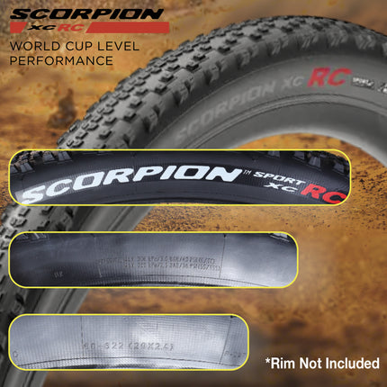 Pirelli Scorpion Sport XC RC Mountain Bike Tire 29x2.4 – Tubeless Ready, Fast Rolling Cross Country MTB Tire for Mixed Terrain with Durable Sidewall Protection – Includes Keychain